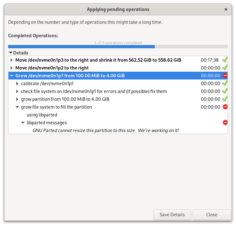 GParted Failure to Apply FAT32 Resize