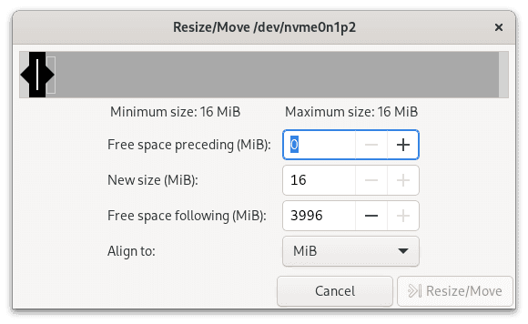 GParted Initial Reserved Partition