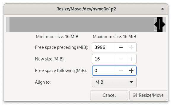 GParted Reserved Partition After Move