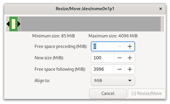 GParted Initial Boot Partition